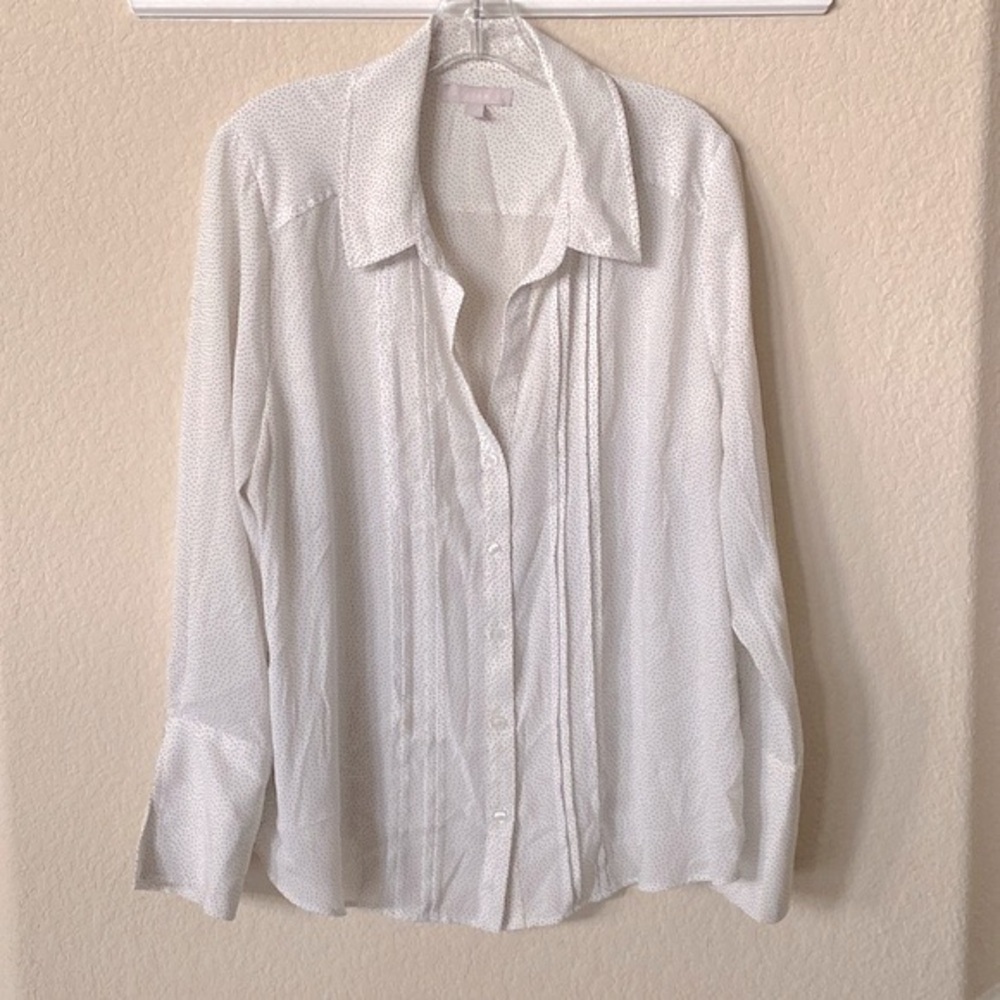 Chelsea 28 Polka Dot Button Down Long Sleeve Top Size XL